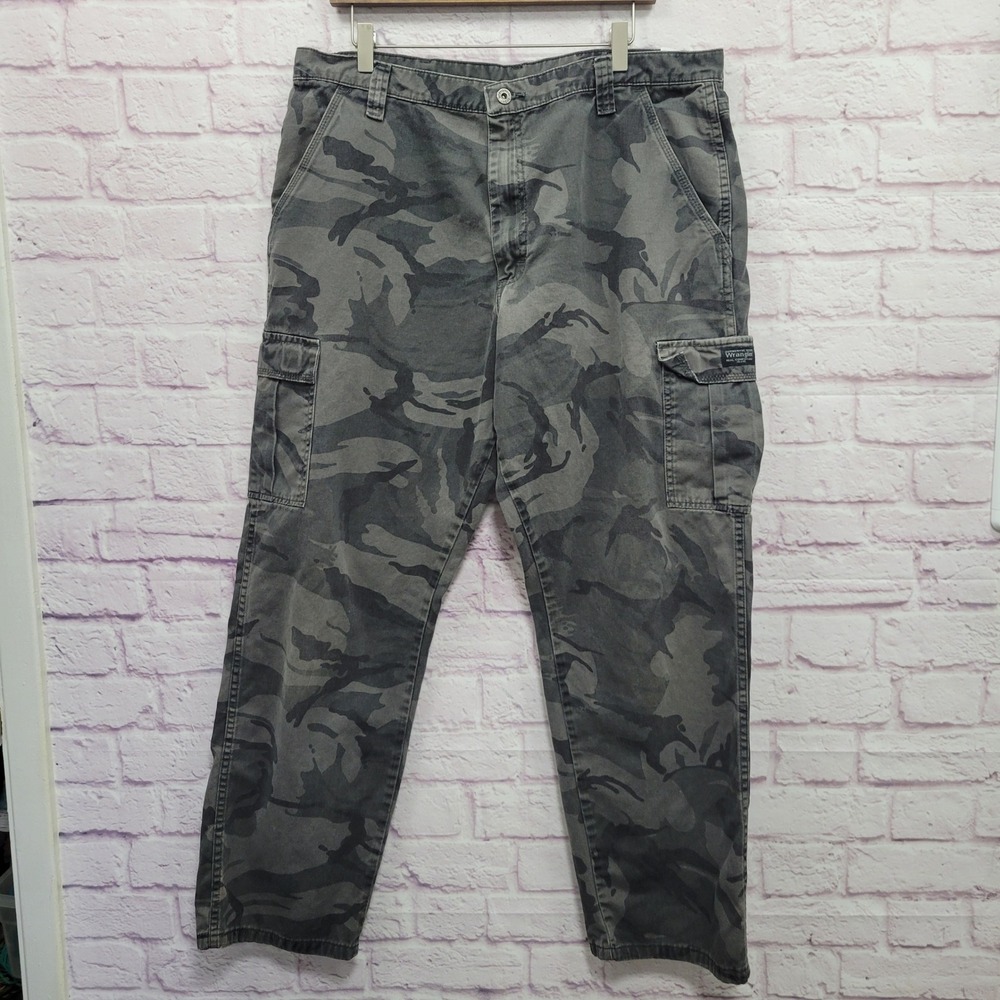 Wrangler Camo Tactical Cargo Pants Mens 38x32 Cotton Gorpcore Skater Work‎ *FLAW